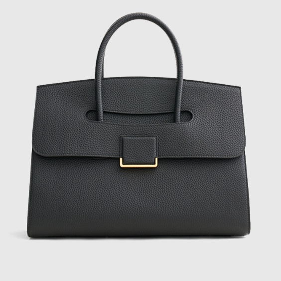 Женская кожаная сумка большой емкости Текстурированная верхняя ручка Tote с золотой пряжкой
